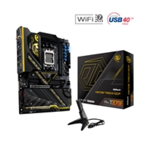 ASRock X870E TAICHI OCF AMD AM5 Socket Motherboard, ATX, 2x DDR5 Slots, 6x M.2 Socket, Fitted I/O Shield, 5GbE LAN, Wi-Fi 7, 1x HDMI Port