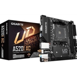 Gigabyte A520I AC Ultra Durable AMD AM4 Socket Motherboard, Mini-ITX, 2x DDR4 Slots, 1x M.2 Socket, GbE LAN, Wi-Fi 5, 1x Display Port 1.4 / 2x HDMI Ports Gigabyte A520I AC Ultra Durable AMD AM4 Socket Motherboard, Mini-ITX, 2x DDR4 Slots, 1x M.2 Socket, GbE LAN, Wi-Fi 5, 1x Display Port 1.4 / 2x HDMI Ports