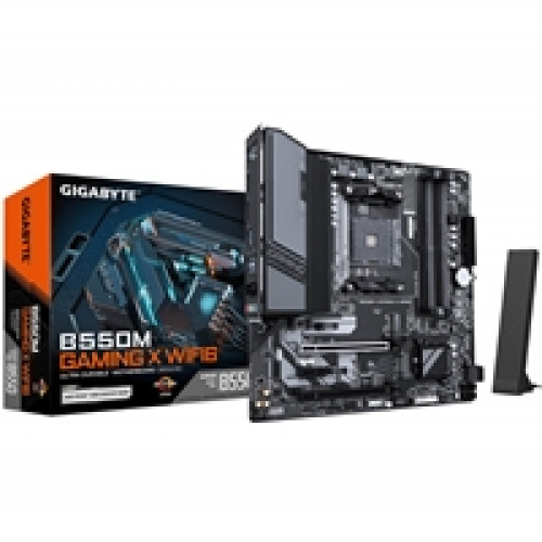 Gigabyte B550M GAMING X WIFI6 AMD AM4 Socket Motherboard, Micro-ATX, 4x DDR4 Slots, 2x M.2 Sockets, Fitted I/O Shield, GbE LAN, Wi-Fi 6, 1x DisplayPort / 1x HDMI Port Gigabyte B550M GAMING X WIFI6 AMD AM4 Socket Motherboard, Micro-ATX, 4x DDR4 Slots, 2x M.2 Sockets, Fitted I/O Shield, GbE LAN, Wi-Fi 6, 1x DisplayPort / 1x HDMI Port
