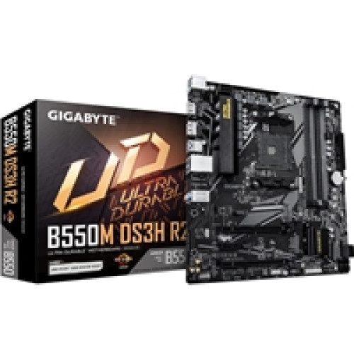 Gigabyte B550M DS3H R2 AMD AM4 Socket Motherboard, Micro-ATX, 4x DDR4 Slots, 2x M.2 Sockets, GbE LAN, 1x DisplayPort / 1x HDMI Port