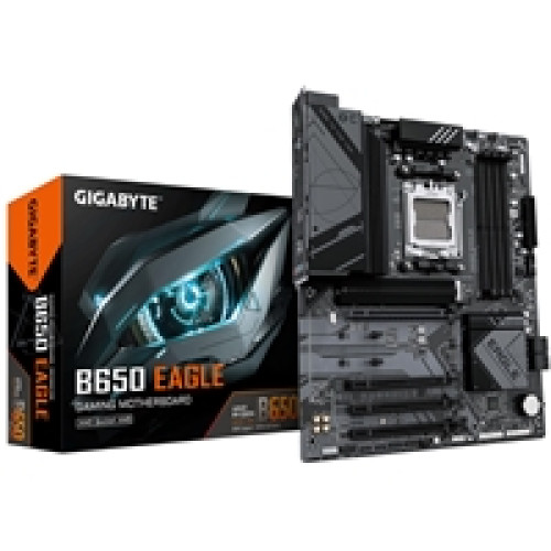 Gigabyte B650 EAGLE AMD AM5 Socket Motherboard, ATX, 4x DDR5 Slots, 3x M.2 Sockets, Fitted I/O Shield, GbE LAN, 1x DisplayPort / 1x HDMI Port Gigabyte B650 EAGLE AMD AM5 Socket Motherboard, ATX, 4x DDR5 Slots, 3x M.2 Sockets, Fitted I/O Shield, GbE LAN, 1x DisplayPort / 1x HDMI Port