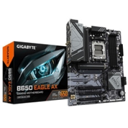 Gigabyte B650 EAGLE AX AMD AM5 Socket Motherboard, ATX, 4x DDR5 Slots, 3x M.2 Sockets, Fitted I/O Shield, GbE LAN, Wi-Fi 6E, 1x DisplayPort / 1x HDMI Port Gigabyte B650 EAGLE AX AMD AM5 Socket Motherboard, ATX, 4x DDR5 Slots, 3x M.2 Sockets, Fitted I/O Shield, GbE LAN, Wi-Fi 6E, 1x DisplayPort / 1x HDMI Port