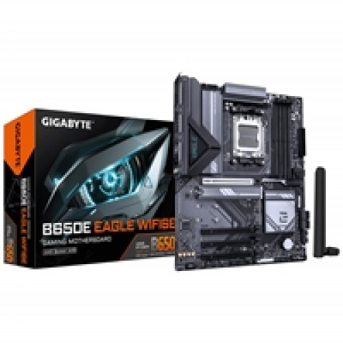 Gigabyte B650E EAGLE WIFI6E AMD AM5 Socket Motherboard, ATX, 4x DDR5 Slots, 3x M.2 Socket, Fitted I/O Shield, 2.5GbE LAN, Wi-Fi 6E, 1x DisplayPort / 1x HDMI Port Gigabyte B650E EAGLE WIFI6E AMD AM5 Socket Motherboard, ATX, 4x DDR5 Slots, 3x M.2 Socket, Fitted I/O Shield, 2.5GbE LAN, Wi-Fi 6E, 1x DisplayPort / 1x HDMI Port