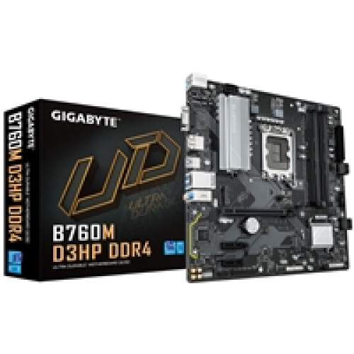 Gigabyte B760M D3HP DDR4 Intel 1700 Socket Motherboard, Micro-ATX, 4x DDR4 Slots, 2x M.2 Sockets, GbE LAN, 1x D-Sub / 1x DisplayPort / 1x HDMI Port Gigabyte B760M D3HP DDR4 Intel 1700 Socket Motherboard, Micro-ATX, 4x DDR4 Slots, 2x M.2 Sockets, GbE LAN, 1x D-Sub / 1x DisplayPort / 1x HDMI Port
