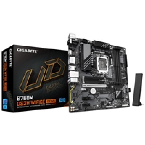 Gigabyte B760M DS3H WIFI6E GEN5 Intel 1700 Socket Motherboard, Micro-ATX, 4x DDR5 Slots, 2x M.2 Socket, 2.5GbE LAN, Wi-Fi 6E, 1x HDMI Port / 2x DisplayPort