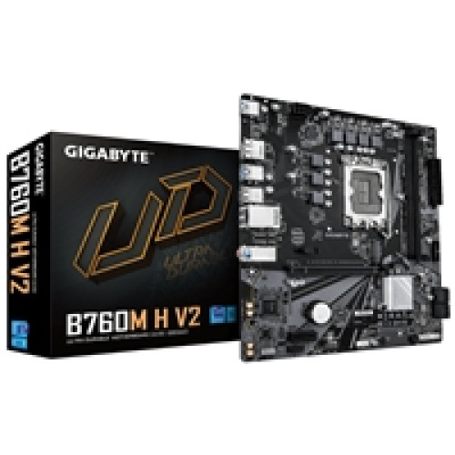 Gigabyte B760M H V2 Intel 1700 Socket Motherboard, Micro-ATX, 2x DDR5 Slots, 1x M.2 Sockets, GbE LAN, 1x DisplayPort / 1x HDMI Port Gigabyte B760M H V2 Intel 1700 Socket Motherboard, Micro-ATX, 2x DDR5 Slots, 1x M.2 Sockets, GbE LAN, 1x DisplayPort / 1x HDMI Port
