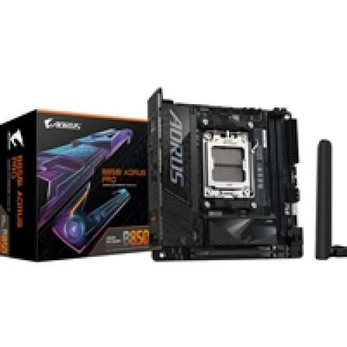 Gigabyte B850I AORUS PRO AMD AM5 Socket Motherboard, Mini-ITX, 2x DDR5 Slots, 2x M.2 Sockets, Fitted I/O Shield, 2.5GbE LAN, Wi-Fi 7, 1x HDMI Port Gigabyte B850I AORUS PRO AMD AM5 Socket Motherboard, Mini-ITX, 2x DDR5 Slots, 2x M.2 Sockets, Fitted I/O Shield, 2.5GbE LAN, Wi-Fi 7, 1x HDMI Port