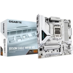 Gigabyte B850M Eagle WIFI6E ICE AMD AM5 Socket Motherboard, Micro ATX, 4x DDR5 Slots, 2x M.2 Sockets, Fitted I/O Shield, 2.5GbE LAN, Wi-Fi 6E, 2x DisplayPort / 1x HDMI Port Gigabyte B850M Eagle WIFI6E ICE AMD AM5 Socket Motherboard, Micro ATX, 4x DDR5 Slots, 2x M.2 Sockets, Fitted I/O Shield, 2.5GbE LAN, Wi-Fi 6E, 2x DisplayPort / 1x HDMI Port