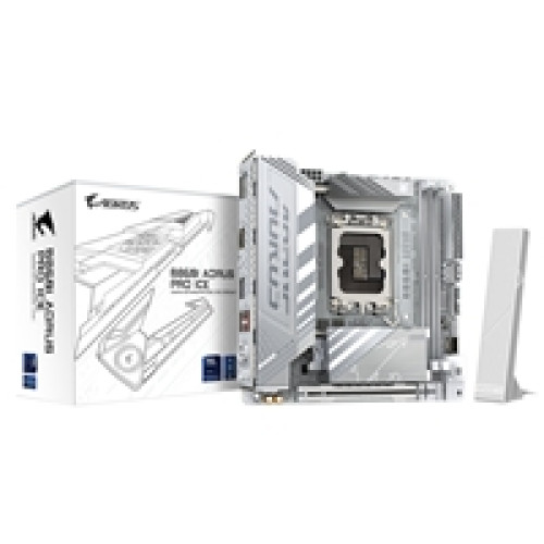 Gigabyte B860I AORUS PRO ICE Intel 1851 Socket Motherboard, Mini-ITX, 2x DDR5 Slots, 2x M.2 Sockets, Fitted I/O Shield, 2.5GbE LAN, Wi-Fi 7, 1x DisplayPort / 1x HDMI Port Gigabyte B860I AORUS PRO ICE Intel 1851 Socket Motherboard, Mini-ITX, 2x DDR5 Slots, 2x M.2 Sockets, Fitted I/O Shield, 2.5GbE LAN, Wi-Fi 7, 1x DisplayPort / 1x HDMI Port