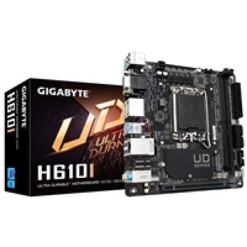 Gigabyte H610I Intel 1700 Socket Motherboard, Mini-ITX, 2x DDR5 Slots, 1x M.2 Socket, GbE LAN, 1x D-Sub / 2x DisplayPort / 1x HDMI Port Gigabyte H610I Intel 1700 Socket Motherboard, Mini-ITX, 2x DDR5 Slots, 1x M.2 Socket, GbE LAN, 1x D-Sub / 2x DisplayPort / 1x HDMI Port