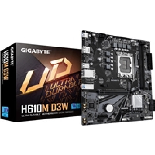 Gigabyte H610M D3W (Rev. 1.1) Intel 1700 Socket Motherboard, Micro-ATX, 2x DDR5 Slots, 1x M.2 Socket, GbE LAN, 1x DisplayPort / 1x HDMI Port Gigabyte H610M D3W (Rev. 1.1) Intel 1700 Socket Motherboard, Micro-ATX, 2x DDR5 Slots, 1x M.2 Socket, GbE LAN, 1x DisplayPort / 1x HDMI Port