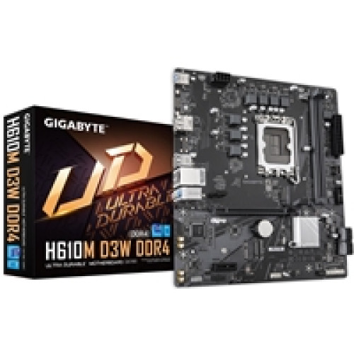 Gigabyte H610M D3W DDR4 Intel 1700 Socket Motherboard, Micro-ATX, 2x DDR4 Slots, 1x M.2 Socket, GbE LAN, 1x DisplayPort / 1x HDMI Port Gigabyte H610M D3W DDR4 Intel 1700 Socket Motherboard, Micro-ATX, 2x DDR4 Slots, 1x M.2 Socket, GbE LAN, 1x DisplayPort / 1x HDMI Port