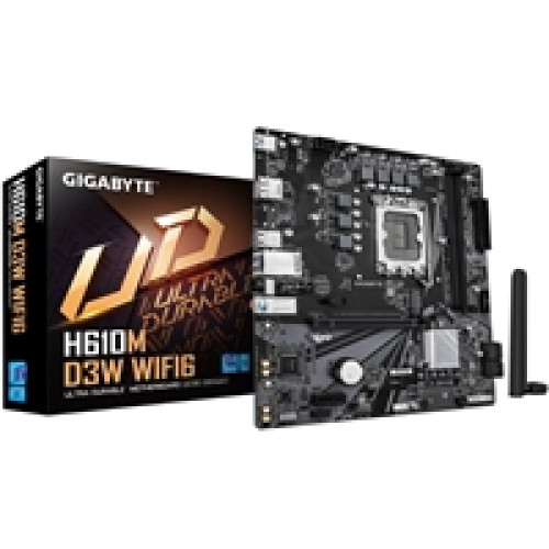 Gigabyte H610M D3W WIFI6 (Rev. 1.1) Intel 1700 Socket Motherboard, Micro-ATX, 2x DDR5 Slots, 1x M.2 Socket, GbE LAN, WiFi 6, 1x DisplayPort / 1x HDMI Port Gigabyte H610M D3W WIFI6 (Rev. 1.1) Intel 1700 Socket Motherboard, Micro-ATX, 2x DDR5 Slots, 1x M.2 Socket, GbE LAN, WiFi 6, 1x DisplayPort / 1x HDMI Port