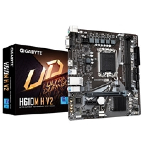 Gigabyte H610M H V2 (Rev. 1.0) Intel 1700 Socket Motherboard, Micro-ATX, 2x DDR5 Slots, 1x M.2 Socket, GbE LAN, 1x D-Sub / 1x HDMI Port Gigabyte H610M H V2 (Rev. 1.0) Intel 1700 Socket Motherboard, Micro-ATX, 2x DDR5 Slots, 1x M.2 Socket, GbE LAN, 1x D-Sub / 1x HDMI Port