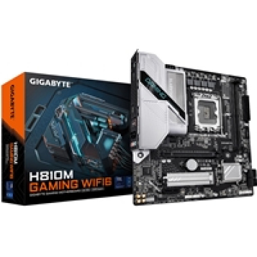 Gigabyte H810M GAMING WIFI6 Intel 1851 Socket Motherboard, Micro-ATX, 2x DDR5 Slots, 1x M.2 Socket, Fitted I/O Shield, 2.5GbE LAN, Wi-Fi 6, 1x DisplayPort / 1x HDMI Port Gigabyte H810M GAMING WIFI6 Intel 1851 Socket Motherboard, Micro-ATX, 2x DDR5 Slots, 1x M.2 Socket, Fitted I/O Shield, 2.5GbE LAN, Wi-Fi 6, 1x DisplayPort / 1x HDMI Port