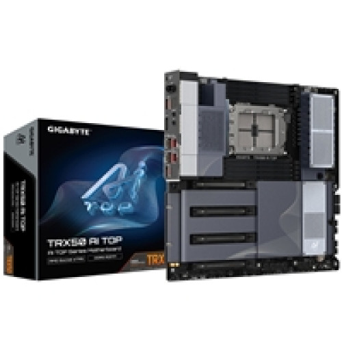 Gigabyte TRX50 AI TOP AMD sTR5 Socket Motherboard, E-ATX, 8x DDR5 Slots, 4x M.2 Sockets, Fitted I/O Shield, 2x 10GbE LAN, Wi-Fi 7, 1x DisplayPort / 1x USB-C (USB4) Gigabyte TRX50 AI TOP AMD sTR5 Socket Motherboard, E-ATX, 8x DDR5 Slots, 4x M.2 Sockets, Fitted I/O Shield, 2x 10GbE LAN, Wi-Fi 7, 1x DisplayPort / 1x USB-C (USB4)