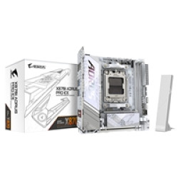 Gigabyte X870I AORUS PRO ICE AMD AM5 Socket Motherboard, Mini-ITX, 2x DDR5 Slots, 2x M.2 Sockets, Fitted I/O Shield, 2.5GbE LAN, Wi-Fi 7, 1x HDMI Port / 1x USB-C (USB4) Gigabyte X870I AORUS PRO ICE AMD AM5 Socket Motherboard, Mini-ITX, 2x DDR5 Slots, 2x M.2 Sockets, Fitted I/O Shield, 2.5GbE LAN, Wi-Fi 7, 1x HDMI Port / 1x USB-C (USB4)