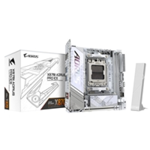 Gigabyte X870I AORUS PRO ICE AMD AM5 Socket Motherboard, Mini-ITX, 2x DDR5 Slots, 2x M.2 Sockets, Fitted I/O Shield, 2.5GbE LAN, Wi-Fi 7, 1x HDMI Port / 1x USB-C (USB4)