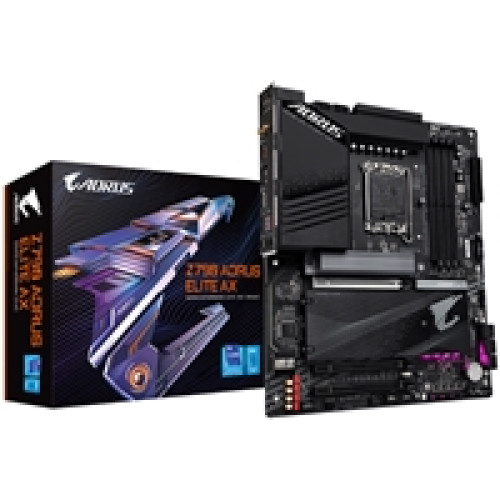 Gigabyte Z790 AORUS ELITE AX Intel 1700 Socket Motherboard, ATX, 4x DDR5 Slots, 4x M.2 Sockets, Fitted I/O Shield, 2.5GbE LAN, Wi-Fi 6E, 1x DisplayPort / 1x HDMI Port Gigabyte Z790 AORUS ELITE AX Intel 1700 Socket Motherboard, ATX, 4x DDR5 Slots, 4x M.2 Sockets, Fitted I/O Shield, 2.5GbE LAN, Wi-Fi 6E, 1x DisplayPort / 1x HDMI Port
