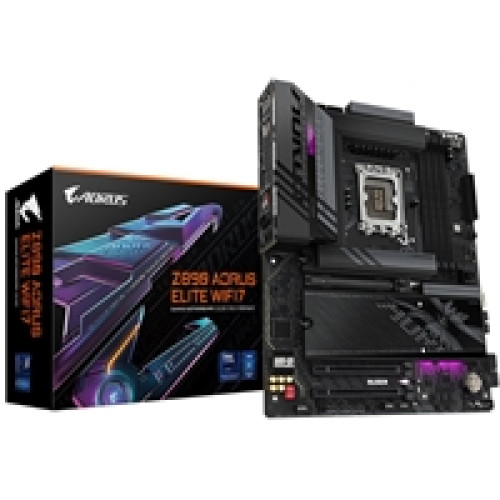 Gigabyte Z890 AORUS ELITE WIFI7 Intel 1851 Socket Motherboard, ATX, 4x DDR5 Slots, 4x M.2 Sockets, Fitted I/O Shield, 2.5GbE LAN, Wi-Fi 7, 1x DisplayPort / 1x USB-C (USB4) Gigabyte Z890 AORUS ELITE WIFI7 Intel 1851 Socket Motherboard, ATX, 4x DDR5 Slots, 4x M.2 Sockets, Fitted I/O Shield, 2.5GbE LAN, Wi-Fi 7, 1x DisplayPort / 1x USB-C (USB4)