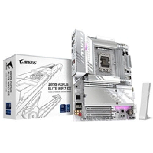 Gigabyte Z890 AORUS ELITE WIFI7 ICE Intel 1851 Socket Motherboard, ATX, 4x DDR5 Slots, 4x M.2 Sockets, Fitted I/O Shield, 2.5GbE LAN, Wi-Fi 7, 1x DisplayPort / 1x USB-C (USB4) Gigabyte Z890 AORUS ELITE WIFI7 ICE Intel 1851 Socket Motherboard, ATX, 4x DDR5 Slots, 4x M.2 Sockets, Fitted I/O Shield, 2.5GbE LAN, Wi-Fi 7, 1x DisplayPort / 1x USB-C (USB4)