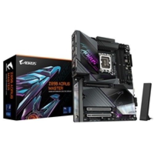 Gigabyte Z890 AORUS MASTER Intel 1851 Socket Motherboard, ATX, 4x DDR5 Slots, 5x M.2 Sockets, Fitted I/O Shield, 10GbE LAN, Wi-Fi 7, 2x USB-C (USB4) Gigabyte Z890 AORUS MASTER Intel 1851 Socket Motherboard, ATX, 4x DDR5 Slots, 5x M.2 Sockets, Fitted I/O Shield, 10GbE LAN, Wi-Fi 7, 2x USB-C (USB4)