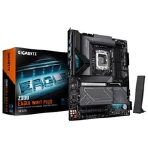 Gigabyte Z890 EAGLE WIFI7 PLUS Intel 1851 Socket Motherboard, ATX, 4x DDR5 Slots, 4x M.2 Sockets, Fitted I/O Shield, 2.5GbE LAN, Wi-Fi 7, 1x DisplayPort / 1x USB-C (USB4) Gigabyte Z890 EAGLE WIFI7 PLUS Intel 1851 Socket Motherboard, ATX, 4x DDR5 Slots, 4x M.2 Sockets, Fitted I/O Shield, 2.5GbE LAN, Wi-Fi 7, 1x DisplayPort / 1x USB-C (USB4)