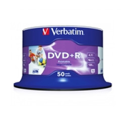 Verbatim DVD+R 16X 4.7GB 50 Pack Spindle Wide Inkjet Printable No ID Verbatim DVD+R 16X 4.7GB 50 Pack Spindle Wide Inkjet Printable No ID