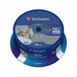 Verbatim BD-R SL Datalife 25GB 6X 25 Pack Spindle Wide Printable NO ID Verbatim BD-R SL Datalife 25GB 6X 25 Pack Spindle Wide Printable NO ID