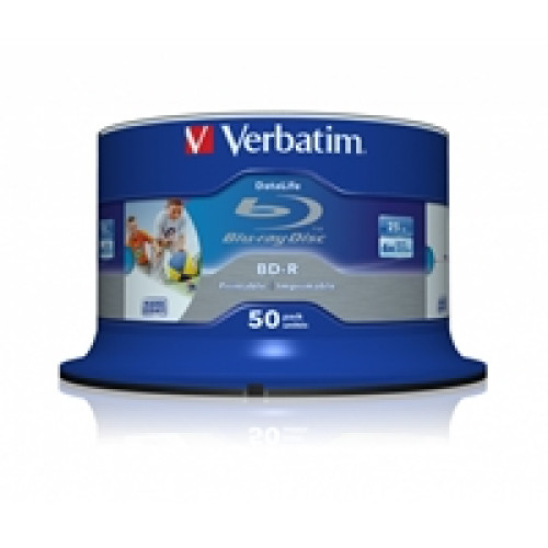 Verbatim BD-R SL Datalife 25GB 6X 50 Pack Spindle Wide Printable No ID Verbatim BD-R SL Datalife 25GB 6X 50 Pack Spindle Wide Printable No ID