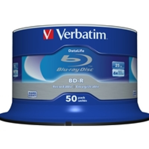 Verbatim BD-R SL Datalife 25GB 6X 50 Pack Spindle No ID Verbatim BD-R SL Datalife 25GB 6X 50 Pack Spindle No ID