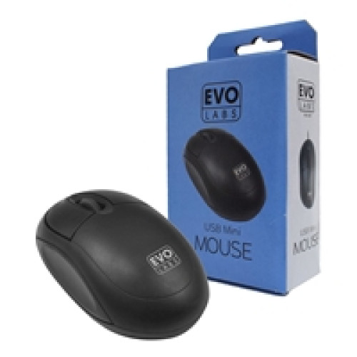 Evo Labs MO-001 Wired USB Mini Plug and Play Mouse, 800 DPI Optical Tracking, 3 Button with Scroll Wheel, Ambidextrous Design for PC / Mac / Laptop, Matte Black Evo Labs MO-001 Wired USB Mini Plug and Play Mouse, 800 DPI Optical Tracking, 3 Button with Scroll Wheel, Ambidextrous Design for PC / Mac / Laptop, Matte Black