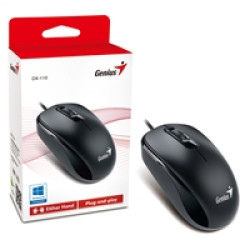 Genius DX-110 Wired USB Plug and Play Mouse, 1000 DPI Optical Tracking, 3 Button with Scroll Wheel, Ambidextrous Design with 1.5m Cable, Black Genius DX-110 Wired USB Plug and Play Mouse, 1000 DPI Optical Tracking, 3 Button with Scroll Wheel, Ambidextrous Design with 1.5m Cable, Black