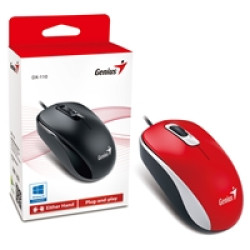 Genius DX-110 Wired USB Plug and Play Mouse, 1000 DPI Optical Tracking, 3 Button with Scroll Wheel, Ambidextrous Design with 1.5m Cable, Red Genius DX-110 Wired USB Plug and Play Mouse, 1000 DPI Optical Tracking, 3 Button with Scroll Wheel, Ambidextrous Design with 1.5m Cable, Red
