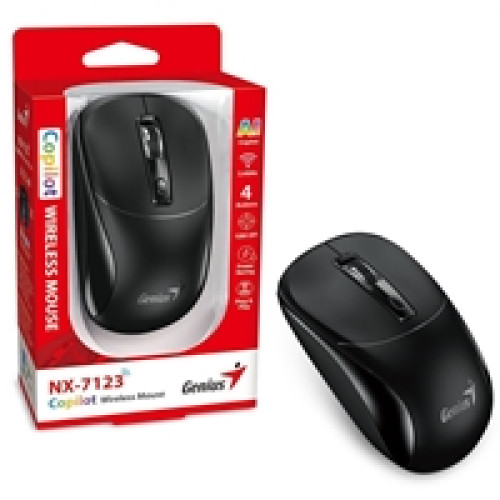 Genius NX-7123 Copilot AI Wireless Mouse, 2.4 GHz with USB Receiver, 1200 DPI, 4 Button with Scroll Wheel, Ambidextrous Design, Black Genius NX-7123 Copilot AI Wireless Mouse, 2.4 GHz with USB Receiver, 1200 DPI, 4 Button with Scroll Wheel, Ambidextrous Design, Black