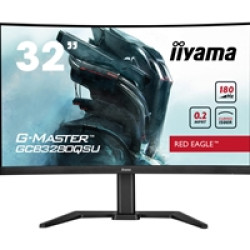 iiyama G-Master GCB3280QSU-B2 Red Eagle 32 Inch Curved Gaming Monitor, Black, 2560x1440, 0.2ms, 180hz, FreeSync, HDMI, Display Port, USB Hub, Speakers, Int PSU, Height Adjustable, Swivel, VESA iiyama G-Master GCB3280QSU-B2 Red Eagle 32 Inch Curved Gaming Monitor, Black, 2560x1440, 0.2ms, 180hz, FreeSync, HDMI, Display Port, USB Hub, Speakers, Int PSU, Height Adjustable, Swivel, VESA