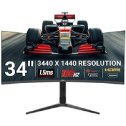 piXL CM34C7 34 Inch 165Hz UWQHD Quad HD Ultrawide Curved Gaming Monitor, with 1.5ms Response Time, 3440 x 1440 Resolution, HDMI, DisplayPort, USB-C, USB-B, USB-A x 2, Audio & Height Adjust piXL CM34C7 34 Inch 165Hz UWQHD Quad HD Ultrawide Curved Gaming Monitor, with 1.5ms Response Time, 3440 x 1440 Resolution, HDMI, DisplayPort, USB-C, USB-B, USB-A x 2, Audio & Height Adjust