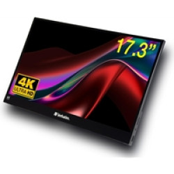 Verbatim Portable 17.3 Inch Touchscreen Monitor 4K UHD ALU, HDMI, 2x USB-C, 3840 x 2160 Resolution, 60Hz, Built-in Kickstand, Tilt: From 0 Up To 85 Verbatim Portable 17.3 Inch Touchscreen Monitor 4K UHD ALU, HDMI, 2x USB-C, 3840 x 2160 Resolution, 60Hz, Built-in Kickstand, Tilt: From 0 Up To 85