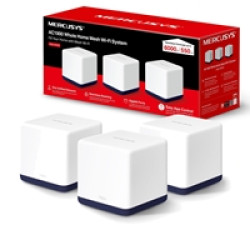 Mercusys Halo H50G (3-pack) AC1900 Whole Home Mesh Wi-Fi System, 600 Mbps at 2.4 GHz + 1300 Mbps at 5 GHz, 3x Internal Antennas, 3x Gigabit Ports per Unit, Halo App, One Unified Network, Seamless Roaming Mercusys Halo H50G (3-pack) AC1900 Whole Home Mesh Wi-Fi System, 600 Mbps at 2.4 GHz + 1300 Mbps at 5 GHz, 3x Internal Antennas, 3x Gigabit Ports per Unit, Halo App, One Unified Network, Seamless Roaming