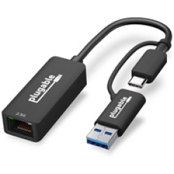 Plugable USBC-E2500 USB-A/USB-C to 2.5GbE Gigabit Ethernet Adapter Plugable USBC-E2500 USB-A/USB-C to 2.5GbE Gigabit Ethernet Adapter
