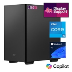 LOGIX Micro Tower - Designed for CCTV Use - Intel i5 Processor, 16GB Kingston Memory, 500GB Kingston SSD, Output to 4 Monitors, with Dual LAN, Windows 11 Pro LOGIX Micro Tower - Designed for CCTV Use - Intel i5 Processor, 16GB Kingston Memory, 500GB Kingston SSD, Output to 4 Monitors, with Dual LAN, Windows 11 Pro