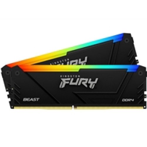 Kingston FURY Beast KF436C17BB2AK2/16 16GB (2x 8GB) DIMM System Memory, 3600MHz, DDR4, CL17, Black, RGB, Intel XMP