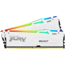 Kingston FURY Beast KF556C36BWEAK2-32 32GB (2x 16GB) DIMM System Memory, 5600MHz, DDR5, CL36, White, RGB, Intel XMP, AMD EXPO Kingston FURY Beast KF556C36BWEAK2-32 32GB (2x 16GB) DIMM System Memory, 5600MHz, DDR5, CL36, White, RGB, Intel XMP, AMD EXPO