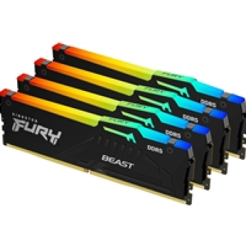 Kingston FURY Beast KF556C40BBAK4-128 128GB (4x 32GB) DIMM System Memory, 5600MHz, DDR5, CL40, Black, RGB, Intel XMP Kingston FURY Beast KF556C40BBAK4-128 128GB (4x 32GB) DIMM System Memory, 5600MHz, DDR5, CL40, Black, RGB, Intel XMP