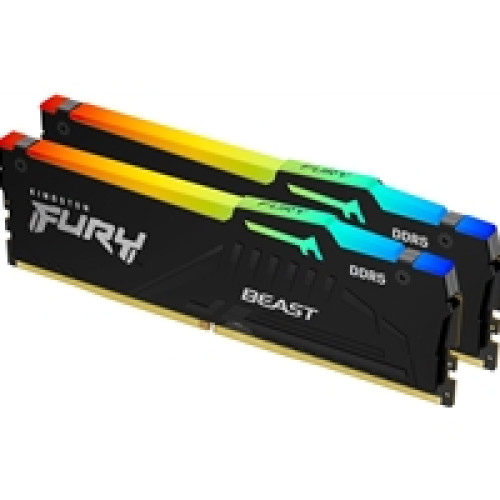 Kingston FURY Beast KF560C30BBEAK2-64 64GB (2x 32GB) DIMM System Memory, 6000MHz, DDR5, CL30, Black, RGB, Intel XMP, AMD EXPO Kingston FURY Beast KF560C30BBEAK2-64 64GB (2x 32GB) DIMM System Memory, 6000MHz, DDR5, CL30, Black, RGB, Intel XMP, AMD EXPO