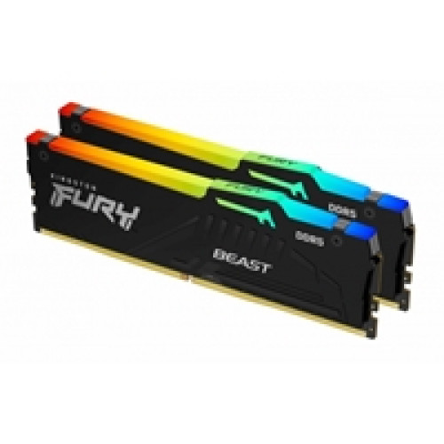 Kingston FURY Beast KF560C36BBEAK2-16 16GB (2x 8GB) DIMM System Memory, 6000MHz, DDR5, CL36, Black, RGB, Intel XMP, AMD EXPO Kingston FURY Beast KF560C36BBEAK2-16 16GB (2x 8GB) DIMM System Memory, 6000MHz, DDR5, CL36, Black, RGB, Intel XMP, AMD EXPO