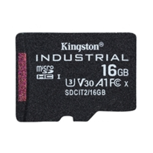 Kingston SDCIT2/16GB Industrial Micro SD Flash Memory Card, 16GB, Class U3 V30 A1, UHS-I U1, Retail Packed Kingston SDCIT2/16GB Industrial Micro SD Flash Memory Card, 16GB, Class U3 V30 A1, UHS-I U1, Retail Packed