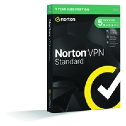 Norton VPN 5 Device 1-year Subscription, Includes Change Location, Content Access, Auto Connect and Ad Tracker Blocking, PC/Mac/iOS/Android, Retail Boxed Norton VPN 5 Device 1-year Subscription, Includes Change Location, Content Access, Auto Connect and Ad Tracker Blocking, PC/Mac/iOS/Android, Retail Boxed