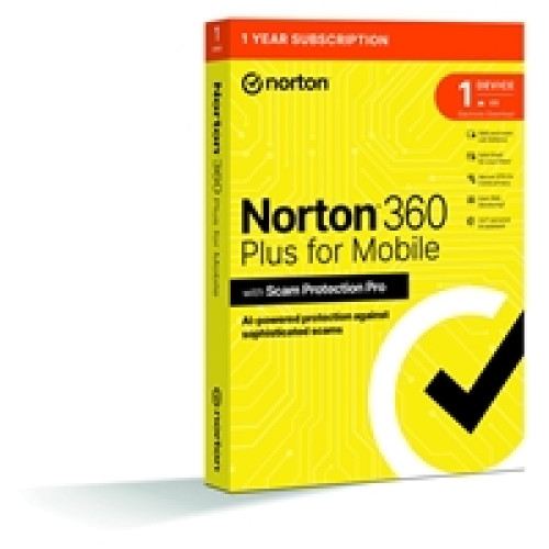 Norton 360 Plus Mobile 1 Device 1-year Subscription, Includes Secure VPN, Password Manager, Dark Web Monitoring and AI-Powered Scam Protection Across Email, Texts, Calls and Web, iOS and Android Retail Boxed Norton 360 Plus Mobile 1 Device 1-year Subscription, Includes Secure VPN, Password Manager, Dark Web Monitoring and AI-Powered Scam Protection Across Email, Texts, Calls and Web, iOS and Android Retail Boxed