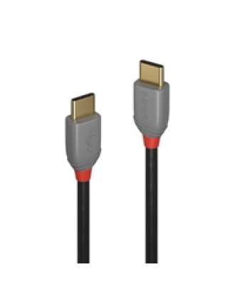 LINDY 36872 Anthra Line USB Cable, USB 2.0 Type-C (M) to USB 2.0 Type-C (M), 2m, Black & Red, Supports Data Transfer Speeds up to 480Mbps, Robust PVC Housing, Gold Plated Connectors & Contacts, Retail Polybag Packaging